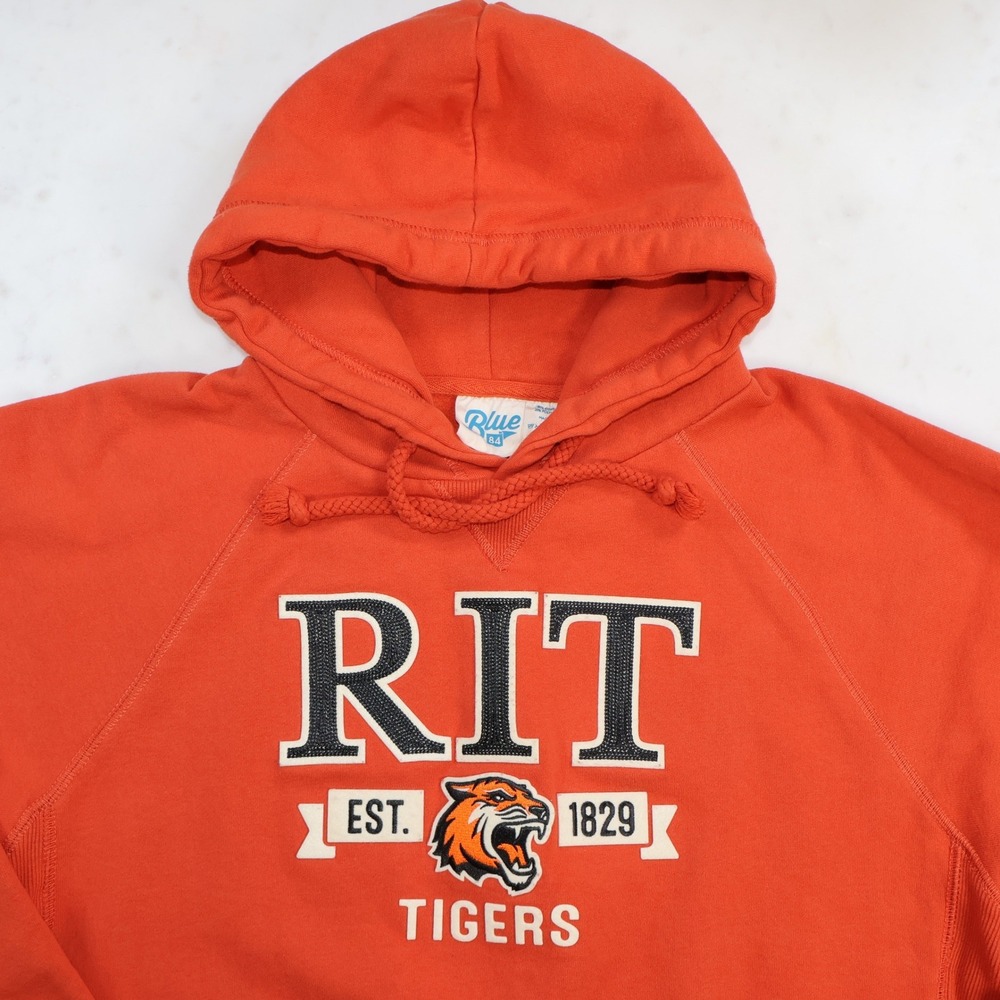 Blue 84 RIT Tigers Hoodie Mens Medium Orange Rochester Institute of Technology